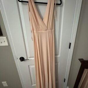 Lulus pale pink halter formal backless floor length‎ dress. Small polyester